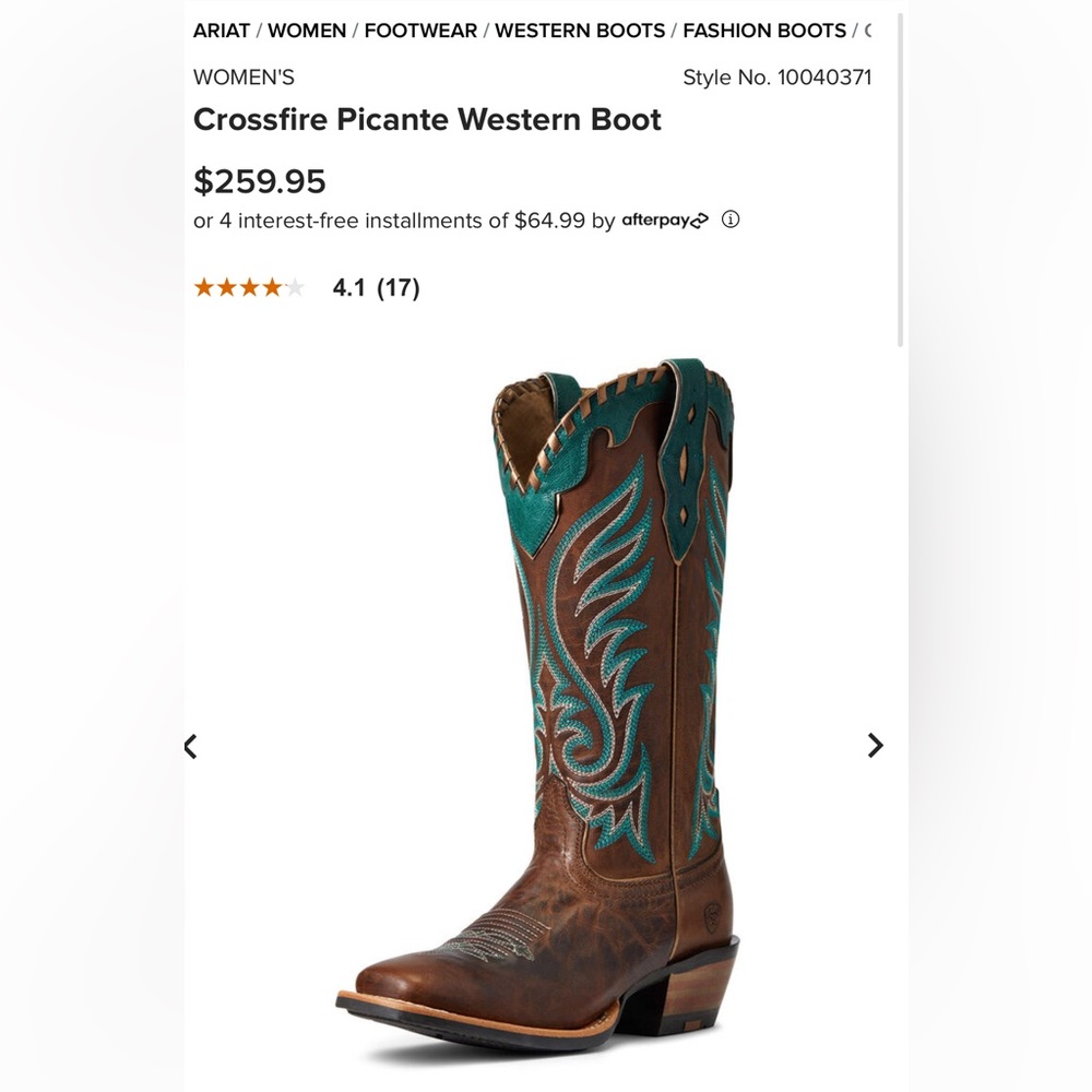 Ariat Crossfire Picante cowboy boot size 9 square toe